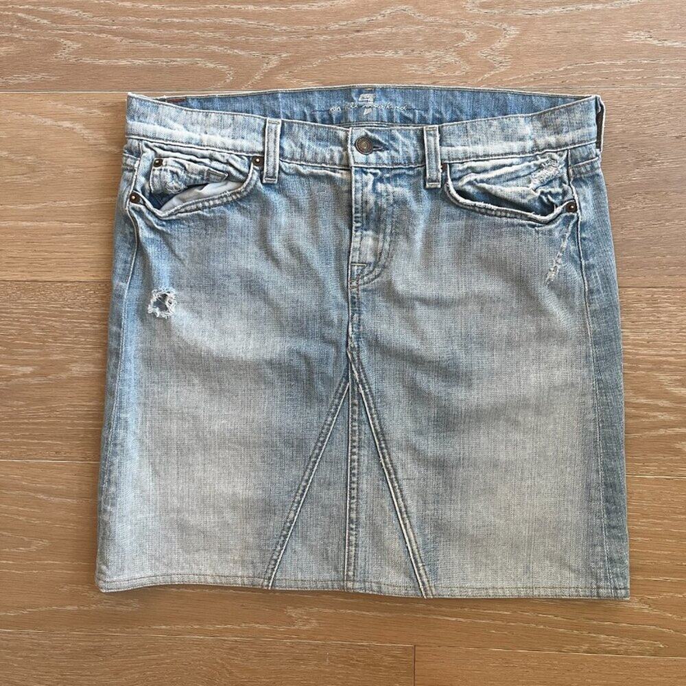 Brandy Melville New York Tee & 7 For All Mankind Denim Mini Skirt Small/30 - Picture 3 of 9